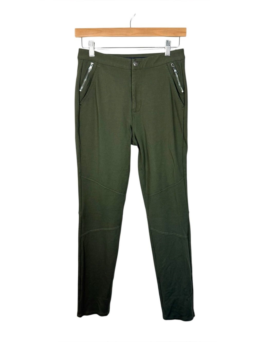 G/FORE Slim Leg Stretch Moto Pants Olive Green Ankle Zip Pocket Women Size 6